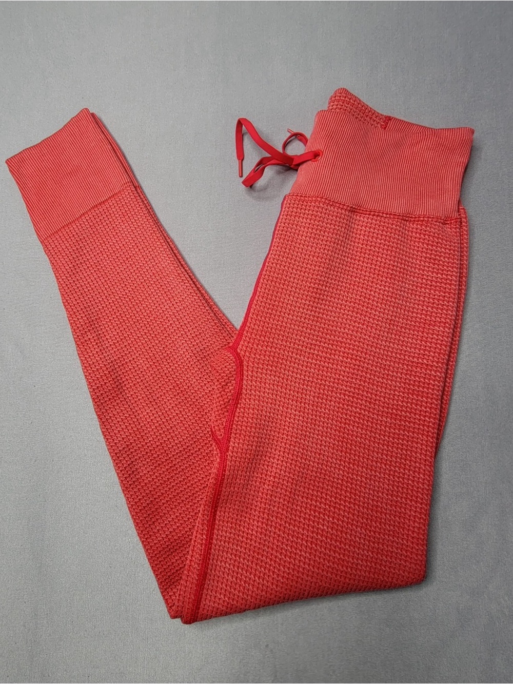 Pink victoria secret Women’s High-Waist Leggings waffle knit color coral red  S